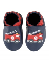 Don't be alarmed at how much he loves these Robeez shoes made for easy movement, grip and muscle development. Don't be alarmed at how much he loves these Robeez shoes made for easy movement, grip and muscle development.