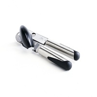 A manual can opener that's almost as effortless as an electric model. From OXO Basics, this ergonomic opener has oversized handles that absorb pressure while you squeeze and a large knob that's easy to turn. The sharp cutting blade is made of sturdy, high-carbon steel. Includes bottle cap opener. A manual can opener that's almost as effortless as an electric model. From OXO Basics, this ergonomic opener has oversized handles that absorb pressure while you squeeze and a large knob that's easy to turn. The sharp cutting blade is made of sturdy, high-carbon steel. Includes bottle cap opener.
