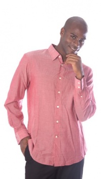 Men's John Varvatos USA Lightweight Chambray Button Up in Cherry Size XL Men's John Varvatos USA Lightweight Chambray Button Up in Cherry Size XL