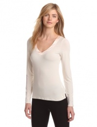 Calvin Klein Women's Essentials With Satin Long Sleeve Pajama Top, Ivory, Small Calvin Klein Women's Essentials With Satin Long Sleeve Pajama Top, Ivory, Small
