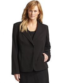 THE LOOKPeak lapelsLightly padded shouldersLong sleevesConcealed snap closureBanded detail at side panelsDual on-seam pockets at waistTHE FITAbout 26 from shoulder to hemTHE MATERIAL75% polyester/18% viscose/7% elastaneFully linedCARE & ORIGINDry cleanImported THE LOOKPeak lapelsLightly padded shouldersLong sleevesConcealed snap closureBanded detail at side panelsDual on-seam pockets at waistTHE FITAbout 26 from shoulder to hemTHE MATERIAL75% polyester/18% viscose/7% elastaneFully linedCARE & ORIGINDry cleanImported