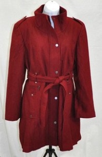 Calvin Klein Womens Belted Trench Coat (XL, Red)