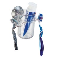 InterDesign Forma Power Lock Toothbrush and Razor Center, Clear InterDesign Forma Power Lock Toothbrush and Razor Center, Clear