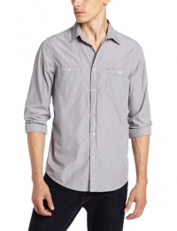 Ben Sherman Men's Laundered Ticking Stripe Woven Shirt Ben Sherman Men's Laundered Ticking Stripe Woven Shirt