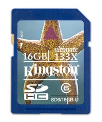 Kingston Secure Digital 16 GB SDHC High Capacity Class 6 133X Ultimate Flash Card SD6/16 GB-U Kingston Secure Digital 16 GB SDHC High Capacity Class 6 133X Ultimate Flash Card SD6/16 GB-U
