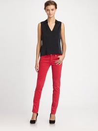 Slim, straight-leg denim in a chic, slightly cropped silhouette.THE FITFitted through hips and thighsRise, about 7Inseam, about 30THE DETAILSZip flyFive-pocket styleSignature stitch back patch pockets80% cotton/15% modal/5% polyurethaneMachine washMade in USA of imported fabricModel shown is 10 (177cm) wearing US size 4. Slim, straight-leg denim in a chic, slightly cropped silhouette.THE FITFitted through hips and thighsRise, about 7Inseam, about 30THE DETAILSZip flyFive-pocket styleSignature stitch back patch pockets80% cotton/15% modal/5% polyurethaneMachine washMade in USA of imported fabricModel shown is 10 (177cm) wearing US size 4.