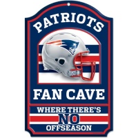 NFL New England Patriots 11-by-17 inch Fan Cave No Offseason Wood Sign NFL New England Patriots 11-by-17 inch Fan Cave No Offseason Wood Sign
