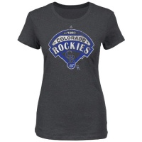 MLB Colorado Rockies Women's Mandate To Win Crew Neck T-Shirt, Charcoal Heather