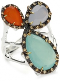 Elizabeth and James Thorns Sterling Silver and Tri-Color Stones Large Ring