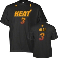 Dwyane Wade Adidas Vibe Black Name And Number Miami Heat T-Shirt