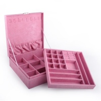 Aspire Lint Jewelry Box / Jewelry Organizer, Two-layer, 10 x 10 x 3 - Pink, Gift Idea Aspire Lint Jewelry Box / Jewelry Organizer, Two-layer, 10 x 10 x 3 - Pink, Gift Idea