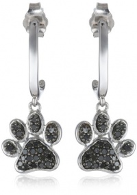 Sterling Silver Black Diamond Dog Paw Earrings (3/8 cttw) Sterling Silver Black Diamond Dog Paw Earrings (3/8 cttw)