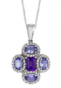Effy Jewlery 14K White Gold Multi Gemstone and Diamond Pendant Effy Jewlery 14K White Gold Multi Gemstone and Diamond Pendant
