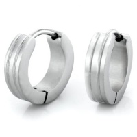 Unique Stainless Steel Hoop Earrings for Men (Silver) Unique Stainless Steel Hoop Earrings for Men (Silver)