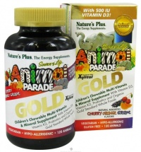 Nature's Plus, Animal Parade Gold, Children's Chewable Multi-Vitamin & Mineral, Assorted Flavors, 120 Animals Nature's Plus, Animal Parade Gold, Children's Chewable Multi-Vitamin & Mineral, Assorted Flavors, 120 Animals
