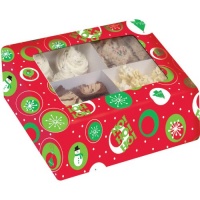 Christmas Print Cupcake Box w/Window Christmas Print Cupcake Box w/Window