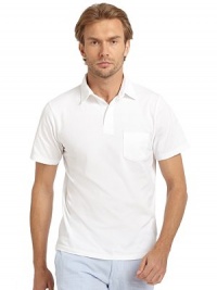 THE LOOKPolo collarFront button placketShort sleevesChest patch pocketVented hemTHE MATERIALCottonCARE & ORIGINMachine washImportedThis item was originally available for purchase at Saks Fifth Avenue OFF 5TH stores. THE LOOKPolo collarFront button placketShort sleevesChest patch pocketVented hemTHE MATERIALCottonCARE & ORIGINMachine washImportedThis item was originally available for purchase at Saks Fifth Avenue OFF 5TH stores.