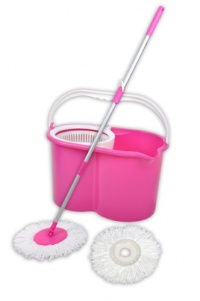 Unilution 75009-Pink Rotating Magic Mop and Spin Dry Bucket with 2 Mop Heads Unilution 75009-Pink Rotating Magic Mop and Spin Dry Bucket with 2 Mop Heads