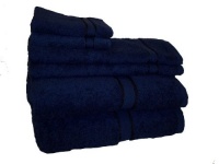 Prestige 100-Percent Egyptian Cotton With Rayon Dobby 6-Piece Towel Set, Navy