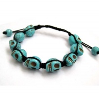 Hand Crafted Blue Howlite Turquoise Skull Bracelet