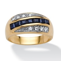 Men's 1.95 TCW Channel-Set Square-Cut Genuine Sapphire 18k Gold Over Sterling Silver Classic Ring Men's 1.95 TCW Channel-Set Square-Cut Genuine Sapphire 18k Gold Over Sterling Silver Classic Ring