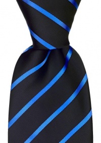 Neckties By Scott Allan, Black Medium Blue Striped Men's Tie Neckties By Scott Allan, Black Medium Blue Striped Men's Tie