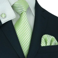 Landisun 653 Light Green Solids Mens Silk Tie Set: Tie+Hanky+Cufflinks Exclusive Landisun 653 Light Green Solids Mens Silk Tie Set: Tie+Hanky+Cufflinks Exclusive