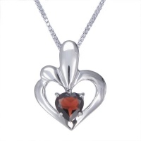 7mm 1.30 CT Garnet Heart Pendant In Sterling Silver with 18 Chain 7mm 1.30 CT Garnet Heart Pendant In Sterling Silver with 18 Chain