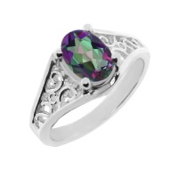 0.80 CT 7x5mm Oval Green Mystic Topaz 925 Sterling Silver Ring 0.80 CT 7x5mm Oval Green Mystic Topaz 925 Sterling Silver Ring