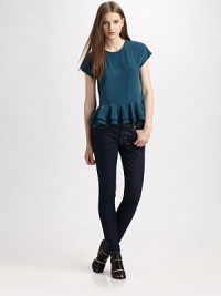 Well-crafted silk crewneck has cap sleeves and a stylishly tiered peplum hem. CrewneckCap sleevesTiered peplum hemSilkDry cleanImportedModel shown is 5'10 (177cm) wearing US size 2. Well-crafted silk crewneck has cap sleeves and a stylishly tiered peplum hem. CrewneckCap sleevesTiered peplum hemSilkDry cleanImportedModel shown is 5'10 (177cm) wearing US size 2.