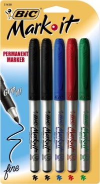BIC Mark-It Permanent Marker, Fine Point, Assorted, 5 Markers (GPMP51-Ast) BIC Mark-It Permanent Marker, Fine Point, Assorted, 5 Markers (GPMP51-Ast)