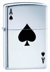 Zippo Lucky Ace High Polish Chrome Pocket Lighter Zippo Lucky Ace High Polish Chrome Pocket Lighter
