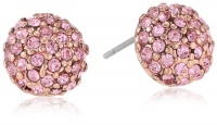 Betsey Johnson Iconic Vintage Rose Round Crystal Stud Earrings