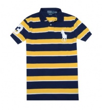 Polo Ralph Lauren Men Big Pony Logo Custom Fit Striped Polo T-Shirt Polo Ralph Lauren Men Big Pony Logo Custom Fit Striped Polo T-Shirt
