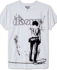 The legend lives on. Riff T-Shirt offers a concert-style tee with a Doors logo graphic and a backward glance at The Lizard King. The legend lives on. Riff T-Shirt offers a concert-style tee with a Doors logo graphic and a backward glance at The Lizard King.