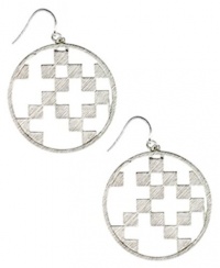 Silver Tone Textured Large Round Earrings