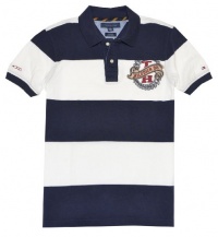 Tommy Hilfiger Men Custom fit Wide Stripes Logo Polo T-shirt Tommy Hilfiger Men Custom fit Wide Stripes Logo Polo T-shirt