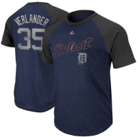 MLB Majestic Justin Verlander Detroit Tigers Youth Record Holder Raglan T-Shirt - Navy Blue/Charcoal MLB Majestic Justin Verlander Detroit Tigers Youth Record Holder Raglan T-Shirt - Navy Blue/Charcoal