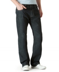 Dial down into darker territory with these boot-cut jeans from Calvin Klein Jeans. Dial down into darker territory with these boot-cut jeans from Calvin Klein Jeans.