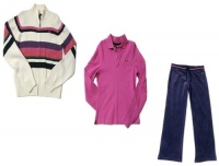 Chaps Girls Zip Front Sweater with Matching Shirt, Velour Pants 12-14 (L & XL) Chaps Girls Zip Front Sweater with Matching Shirt, Velour Pants 12-14 (L & XL)