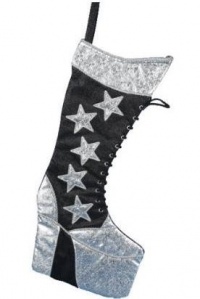 Kurt Adler 19-Inch KISS Star Boot Applique Stocking Kurt Adler 19-Inch KISS Star Boot Applique Stocking