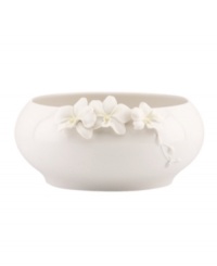Sculpted orchids pop with a tinge of yellow against this glossy white Flora bowl A quiet beauty in graceful Lenox porcelain. Sculpted orchids pop with a tinge of yellow against this glossy white Flora bowl A quiet beauty in graceful Lenox porcelain.