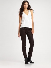 Comfortable slim-leg denim in a chic, leggings-style silhouette. THE FITRise, about 7Inseam, about 30Leg opening, about 12THE DETAILSButton closureZip flyFive-pocket styleSupima cotton/cotton/modal/polyurethaneMachine washMade in USA of imported fabricModel shown is 5'11 (178cm) wearing US size 4. Comfortable slim-leg denim in a chic, leggings-style silhouette. THE FITRise, about 7Inseam, about 30Leg opening, about 12THE DETAILSButton closureZip flyFive-pocket styleSupima cotton/cotton/modal/polyurethaneMachine washMade in USA of imported fabricModel shown is 5'11 (178cm) wearing US size 4.