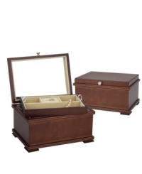 A rich walnut finish and flocked suede interior make the Reed & Barton Bailey jewelry box a beautiful way to stay organized. Featuring a mirror, removable drawer and compartments for beads, bangles and all things sparkly. A rich walnut finish and flocked suede interior make the Reed & Barton Bailey jewelry box a beautiful way to stay organized. Featuring a mirror, removable drawer and compartments for beads, bangles and all things sparkly.