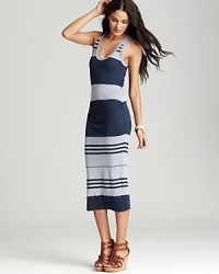 Boasting wide stripes and a midi length, this James Perse tank dress is a must-have addition to your summer line-up. Boasting wide stripes and a midi length, this James Perse tank dress is a must-have addition to your summer line-up.