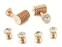 Rose-Gold-Tone Clear Swarovski Barrel Formal Set by Cuff-Daddy Rose-Gold-Tone Clear Swarovski Barrel Formal Set by Cuff-Daddy