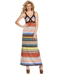 Striped to a tee, this maxi dress from Jessica Simpson is a super bold look for your daily adventures! Striped to a tee, this maxi dress from Jessica Simpson is a super bold look for your daily adventures!