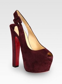 An alluring silhouette rendered in fine Italian suede with an adjustable slingback strap, hidden platform and timeless peep toe. Self-covered heel, 6 (150mm)Hidden platform, 2½ (65mm)Compares to a 3½ heel (90mm)Suede upperPeep toeAdjustable slingback strapLeather liningSignature red leather solePadded insoleMade in ItalyOUR FIT MODEL RECOMMENDS ordering one half size up as this style runs small. An alluring silhouette rendered in fine Italian suede with an adjustable slingback strap, hidden platform and timeless peep toe. Self-covered heel, 6 (150mm)Hidden platform, 2½ (65mm)Compares to a 3½ heel (90mm)Suede upperPeep toeAdjustable slingback strapLeather liningSignature red leather solePadded insoleMade in ItalyOUR FIT MODEL RECOMMENDS ordering one half size up as this style runs small.