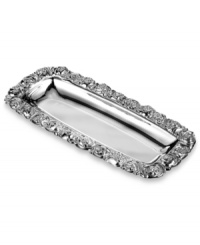 Luxe silver plate blossoms into the gorgeous Sunday Rose vanity tray with Monique Lhuillier's designer touch. A beautiful place to keep jewelry, fragrances and more. Luxe silver plate blossoms into the gorgeous Sunday Rose vanity tray with Monique Lhuillier's designer touch. A beautiful place to keep jewelry, fragrances and more.