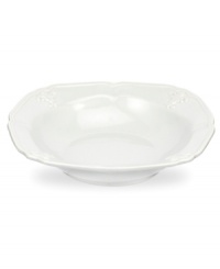Embossed with the iconic lily, the Fleur de Lys rim soup bowl from Portmeirion sets tables in the French tradition. Classic, scalloped stoneware in cool gray lends distinct old-world elegance to everyday dining. Embossed with the iconic lily, the Fleur de Lys rim soup bowl from Portmeirion sets tables in the French tradition. Classic, scalloped stoneware in cool gray lends distinct old-world elegance to everyday dining.